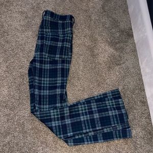 Green plaid flare pant